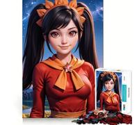 Puzzles for Adults 1000 Puzzles Anime Girl with Starry Background Exact Cut Art Focus Fun Game Relax Time Game Christmas Wall Decor (38x52cm)