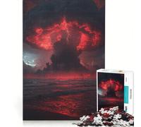 Puzzles for Adults 1000 Puzzles Apocalyptic Red Storm Over The Ocean, Hands-on Game, For Family Fun, Improving Love between Couples 38x26cm