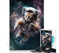 Puzzles for Adults 1000 Puzzles Astronaut Cat in Space Clean Edge Game Logic Puzzle Play Slow Play Fun Xmas Scene Art (50x75cm)