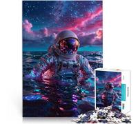 Puzzles for Adults 1000 Puzzles Astronaut in Cosmic Sea Made of wood for 14+ learning educational game Improving love between couples。size：50x75cm/19.68x29.52inch
