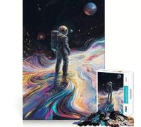 Puzzles for Adults 1000 Puzzles Astronaut in Space Clean Edge Game Logic Puzzle Play Slow Play Fun Xmas Scene Art (38x52cm)
