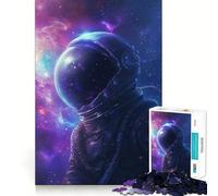 Puzzles for Adults 1000 Puzzles Astronaut in Space Clean Edge Game Logic Puzzle Play Slow Play Fun Xmas Scene Art (50x75cm)
