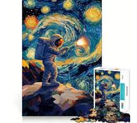 Puzzles for Adults 1000 Puzzles Astronaut in Starry Night Clean Edge Game Logic Puzzle Play Slow Play Fun Xmas Scene Art (38x26cm)