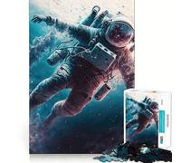 Puzzles for Adults 1000 Puzzles Astronaut in The Ocean Clean Edge Game Logic Puzzle Play Slow Play Fun Xmas Scene Art (38x26cm)