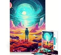 Puzzles for Adults 1000 Puzzles Astronaut Lost on Alien Planet Exact Cut Art Focus Fun Game Relax Time Game Christmas Wall Decor (38x26cm)