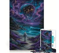 Puzzles for Adults 1000 Puzzles Astronaut on Alien Shore Clean Edge Game Logic Puzzle Play Slow Play Fun Xmas Scene Art (50x75cm)