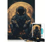 Puzzles for Adults 1000 Puzzles Astronaut On The Moon Clean Edge Game Logic Puzzle Play Slow Play Fun Xmas Scene Art (38x52cm)