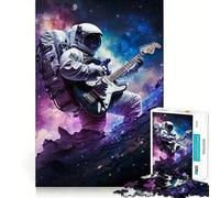 Puzzles for Adults 1000 Puzzles Astronaut Playing Guitar Clean Edge Game Logic Puzzle Play Slow Play Fun Xmas Scene Art (50x75cm)