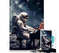 Puzzles for Adults 1000 Puzzles Astronaut Playing Piano Clean Edge Game Logic Puzzle Play Slow Play Fun Xmas Scene Art (50x75cm)