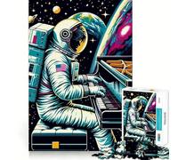 Puzzles for Adults 1000 Puzzles Astronaut Plays Piano Wpap Clean Edge Game Logic Puzzle Play Slow Play Fun Xmas Scene Art (38x52cm)