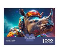 Puzzles for Adults 1000 Puzzles Astronaut Rhino in Space Puzzles for Adults Family Game Pattern Assembly Unique Birthday And Gifts 38x26cm/1000pcs