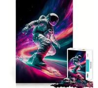 Puzzles for Adults 1000 Puzzles Astronaut Snowboarding in Space Clean Edge Game Logic Puzzle Play Slow Play Fun Xmas Scene Art (38x26cm)