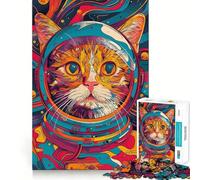 Puzzles for Adults 1000 Puzzles Astronaut Space Animal Cat Clean Edge Game Logic Puzzle Play Slow Play Fun Xmas Scene Art (50x75cm)