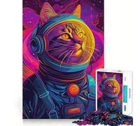 Puzzles for Adults 1000 Puzzles Astronaut Space Cat Animal Clean Edge Game Logic Puzzle Play Slow Play Fun Xmas Scene Art (38x26cm)