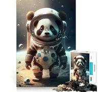 Puzzles for Adults 1000 Puzzles Astronaut Space Panda Bear Exact Cut Art Focus Fun Game Relax Time Game Christmas Wall Decor (38x52cm)