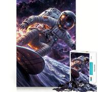 Puzzles for Adults 1000 Puzzles Astronaut Surfing in Space Clean Edge Game Logic Puzzle Play Slow Play Fun Xmas Scene Art (38x26cm)