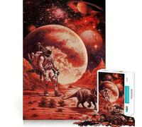 Puzzles for Adults 1000 Puzzles Astronaut Walks Alien Dino Exact Cut Art Focus Fun Game Relax Time Game Christmas Wall Decor (38x52cm)