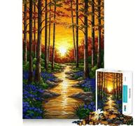 Puzzles for Adults 1000 Puzzles Autumn Forest Path at Sunset Exact Cut Art Focus Fun Game Relax Time Game Christmas Wall Decor (38x52cm)