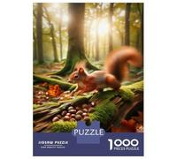 Puzzles for Adults 1000 Puzzles Autumn Squirrel with Acorns Adult Jigsaw Puzzle Relaxing Games For Family Fun Deal As Gifts for The Whole Family 70x50cm/1000pcs