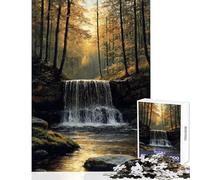 Puzzles for Adults 1000 Puzzles Autumn Waterfall in Forest Landscape Family Games for The Whole Family Anti-Stress Toys Difficult And Challenge (50x75cm)