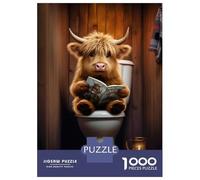 Puzzles for Adults 1000 Puzzles Baby Highland Cow Toilet Puzzle for Adults Relax Games Analysis And Logic Deal As Gifts for The Whole Family 38x26cm/1000pcs