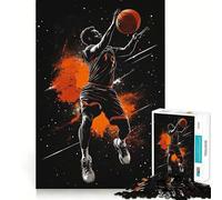 Puzzles for Adults 1000 Puzzles Basketball Player in Space Precise Cut Art Creative Game Toy Relax Play Time Xmas Scene Art (38x52cm)
