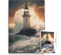 Puzzles for Adults 1000 Puzzles Beacon in The Tempest Beautiful Design Game Home Art Decor Gift For Birthdays Size 38x52cm