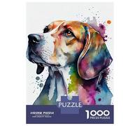 Puzzles for Adults 1000 Puzzles Beagle Watercolor Dog Puzzles for Adults Relax Games Staycation Kill Time for Birthday, Chrismas 38x26cm/1000pcs