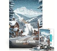 Puzzles for Adults 1000 Puzzles Beaver Creek Winter Wonderland Precise Cut Art Creative Game Toy Relax Play Time Xmas Scene Art (50x75cm)