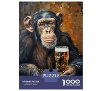 Puzzles for Adults 1000 Puzzles Beer Drinking Monkey Puzzle for Adults Relax Games Analysis And Logic Deal As Gifts for The Whole Family 70x50cm/1000pcs