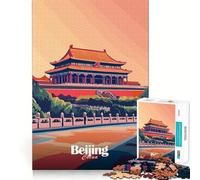 Puzzles for Adults 1000 Puzzles Beijing Forbidden City Illustration Precise Cut Art Creative Game Toy Relax Play Time Xmas Scene Art (38x26cm)