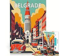 Puzzles for Adults 1000 Puzzles Belgrade Serbia Retro Precise Cut Art Creative Game Toy Relax Play Time Xmas Scene Art (38x52cm)