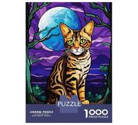 Puzzles for Adults 1000 Puzzles Bengal Cat in The Wild Teenager Puzzles Fun Games Hand Speed Race Deal As Gifts for The Whole Family 52x38cm/1000pcs