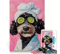 Puzzles for Adults 1000 Puzzles Bernedoodle Dog Spa Day Precise Cut Art Creative Game Toy Relax Play Time Xmas Scene Art (38x52cm)