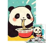 Puzzles for Adults 1000 Puzzles Big Cute Panda Eating Ramen Brain Intelligence Challenge Addictive Toys Hands-on Game A Work of Art Gifts Ideas (Size 38x26cm)