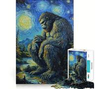 Puzzles for Adults 1000 Puzzles Bigfoot's Midnight Contemplation Precise Cut Art Creative Game Toy Relax Play Time Xmas Scene Art (38x52cm)