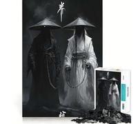 Puzzles for Adults 1000 Puzzles Black And White Samurai Ghosts Precise Cut Art Creative Game Toy Relax Play Time Xmas Scene Art (38x52cm)