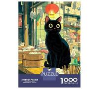 Puzzles for Adults 1000 Puzzles Black Cat in A Dim Sum Restaurant Puzzles for Adults Family Games Perfect Decoration Unique Birthday And Gifts 52x38cm/1000pcs