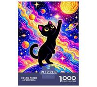 Puzzles for Adults 1000 Puzzles Black Cat in Cosmic Wonderland Puzzles for Adults Family Games Perfect Decoration Unique Birthday And Gifts 38x26cm/1000pcs