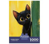 Puzzles for Adults 1000 Puzzles Black Cat Peeking Jigsaws for Adults Relaxing Games Perfect Decoration Help The Brain Exercise 52x38cm/1000pcs