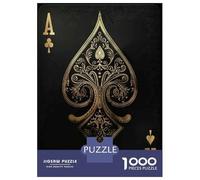 Puzzles for Adults 1000 Puzzles Black Gold Playing Cards Teenager Puzzles Fun Games Hand Speed Race Deal As Gifts for The Whole Family 52x38cm/1000pcs