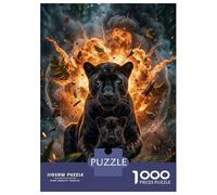 Puzzles for Adults 1000 Puzzles Black Panther Mother And Cub in Jungle Explosion Adult Jigsaw Puzzle Relaxing Games For Family Fun Deal As Gifts for The Whole Family 52x38cm/1000pcs