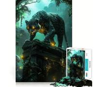 Puzzles for Adults 1000 Puzzles Black Panther on Ancient Ruins Tight Cut Fun, Focus Building Toy, Leisure Fun Time, Birthday Art Play (38x26cm)