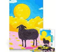 Puzzles for Adults 1000 Puzzles Black Sheep in A Sunny Field Tight Cut Fun, Focus Building Toy, Leisure Fun Time, Birthday Art Play (38x26cm)