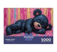 Puzzles for Adults 1000 Puzzles Black Teddy Bear Painting Puzzles for Adults Relaxing Games Precision Cutting Deal As Gifts for The Whole Family 52x38cm/1000pcs