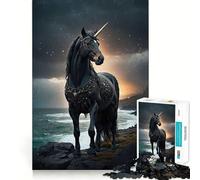 Puzzles for Adults 1000 Puzzles Black Unicorn Tight Cut Fun, Focus Building Toy, Leisure Fun Time, Birthday Art Play (38x26cm)