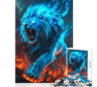 Puzzles for Adults 1000 Puzzles Blue Fire Lion Anti-Stress Toys Great Gift for Games Hands-on Game Help The Brain Exercise Size 38x52cm
