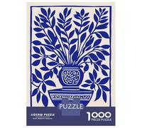Puzzles for Adults 1000 Puzzles Blue Floral Vase Print Puzzles for Adults Family Game Pattern Assembly Unique Birthday And Gifts 70x50cm/1000pcs