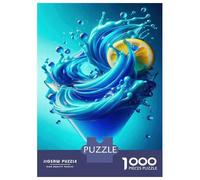 Puzzles for Adults 1000 Puzzles Blue Lemonade Martini Puzzles for Adults Relax Games Staycation Kill Time for Birthday, Chrismas 38x26cm/1000pcs