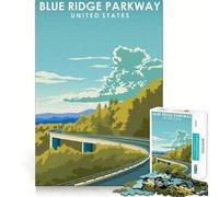 Puzzles for Adults 1000 Puzzles Blue Ridge Parkway Art Tight Cut Fun, Focus Building Toy, Leisure Fun Time, Birthday Art Play (38x26cm)